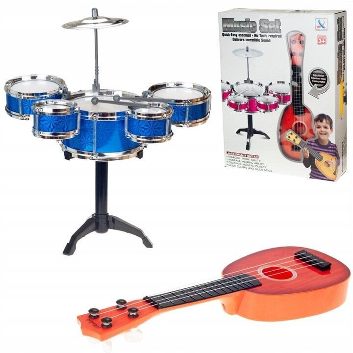 Instrumentide komplekt: trummid + kitarr hind ja info | Arendavad mänguasjad | kaup24.ee