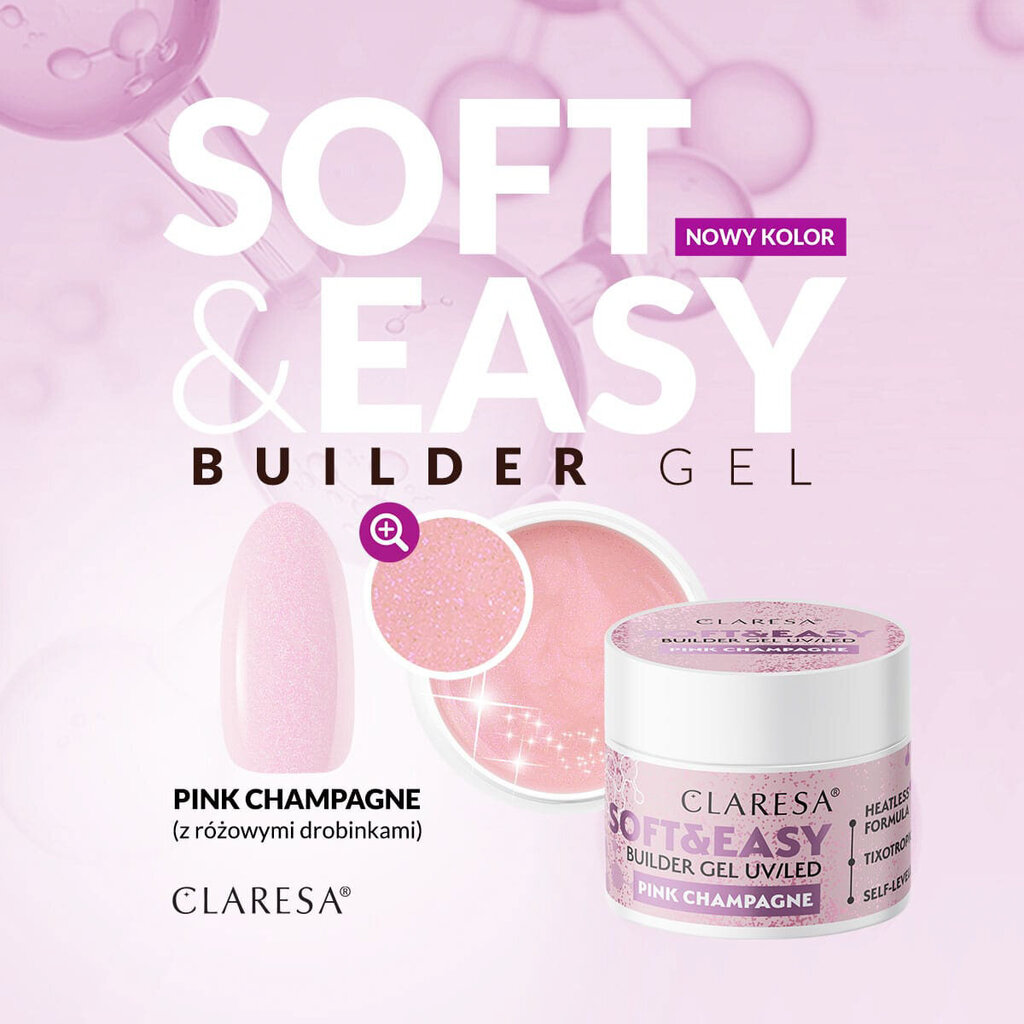 Ehitusgeel Claresa Soft&Easy Gel Pink Champagne, 12g цена и информация | Küünelakid, küünetugevdajad | kaup24.ee