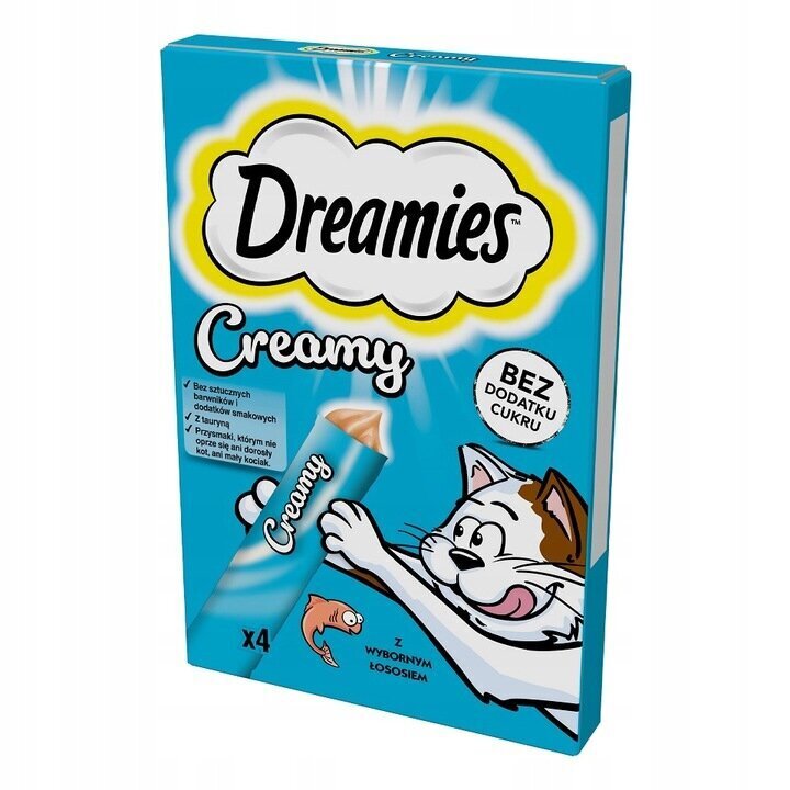 Kassitoit Dreamies Creamy lõhega, 44x10 g hind ja info | Maiustused kassidele | kaup24.ee
