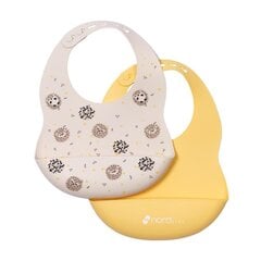 Silikoonist pudipõlled Nordbaby Yellow/hedgehog, kollane, 2 tk. цена и информация | Слюнявчики | kaup24.ee