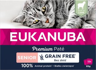 Eukanuba Grain Free Senior lambalihaga, vanematele kassidele, 12x85 g hind ja info | Konservid kassidele | kaup24.ee