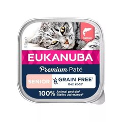 Eukanuba Grain Free Senior для пожилых кошек с лососем, 16x85 гр цена и информация | Кошачьи консервы | kaup24.ee