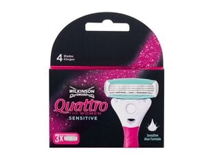 Станки для бритья Wilkinson Sword Quattro Sensitive для женщин, 3 шт. цена и информация | Косметика и средства для бритья | kaup24.ee