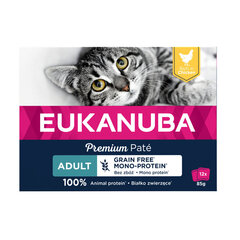 Eukanuba Grain Free Adult kassidele kanaga, 12x85 g hind ja info | Konservid kassidele | kaup24.ee