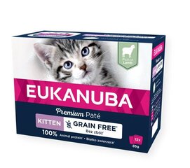 Eukanuba Grain Free Kitten для кошек с ягненком, 12x85 г цена и информация | Кошачьи консервы | kaup24.ee