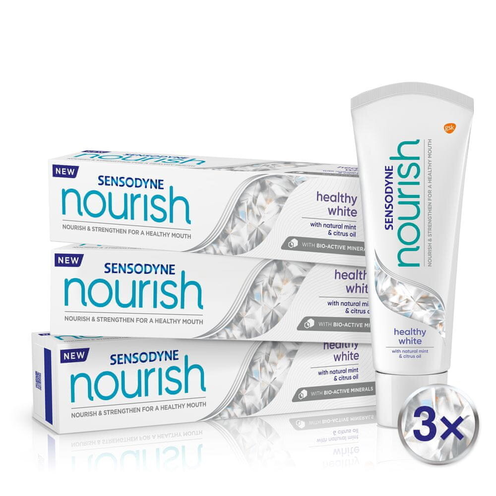 Hambapasta Sensodyne Nourish Healthy White, tugevdav fluoriidiga hambapasta, 3 × 75 ml hind ja info | Suuhügieen | kaup24.ee