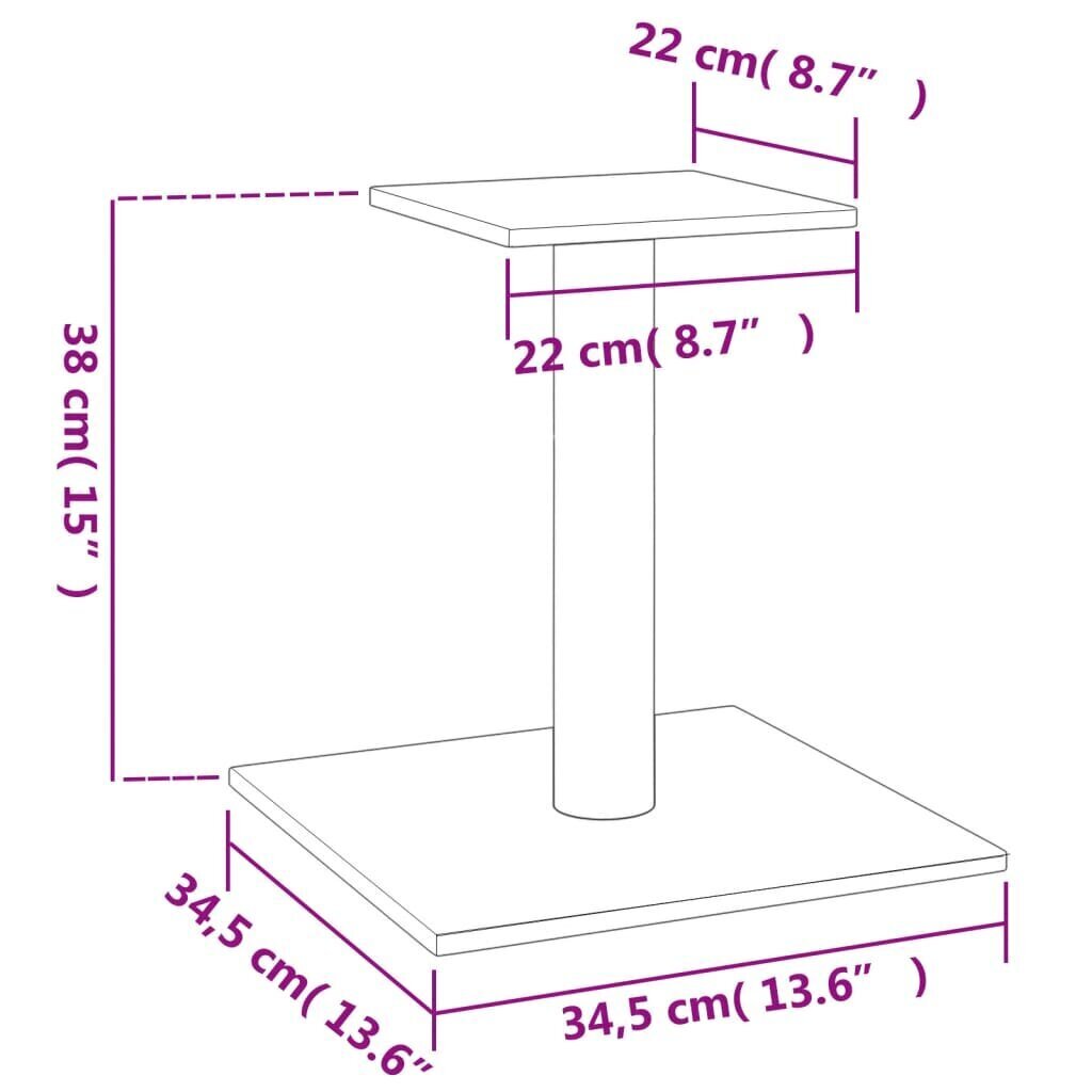 vidaXL kassi kraapimispuu, kreemjas, 38 cm hind ja info | Kassi kraapimispuud | kaup24.ee