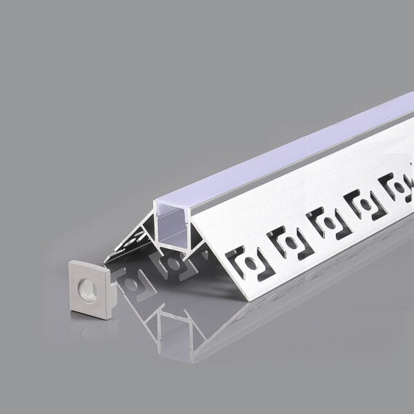Sisseehitatud nurga anodeeritud alumiiniumprofiil mattklaasiga LED-ribadele, 3 m x 50 mm x 22 mm hind ja info | LED ribad | kaup24.ee
