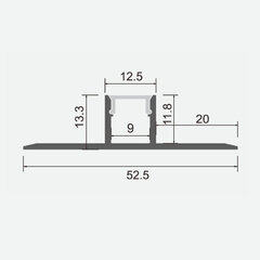 LED-ribade profiil, 3 m x 52,5 mm x 13,3 mm hind ja info | LED ribad | kaup24.ee