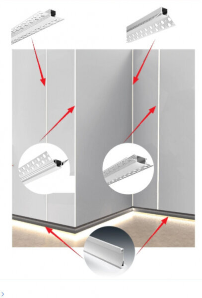 LED-ribade profiil- klaas, otsakatted 2 tk / HB-56X15 / 3m x 56mm x 15mm hind ja info | LED ribad | kaup24.ee