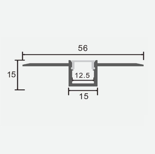 LED-ribade profiil- klaas, otsakatted 2 tk / HB-56X15 / 3m x 56mm x 15mm hind ja info | LED ribad | kaup24.ee