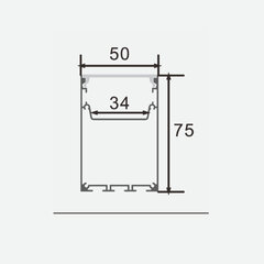 Krohvist Led-alumiiniumprofiil 1-4 rida LED-riba, komplektis: klaas ja korgid 2 tk, HB-75X50, 3 m x 75 mm x 50 mm hind ja info | LED ribad | kaup24.ee