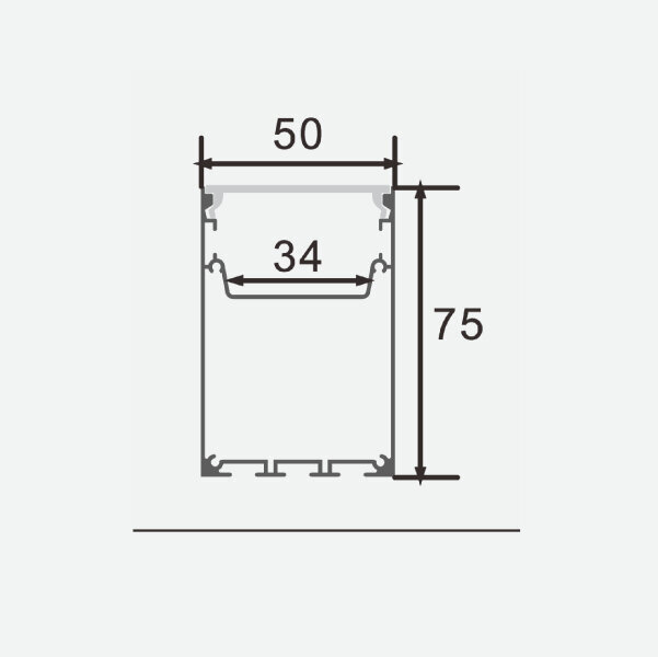 Krohvist Led-alumiiniumprofiil 1-4 rida LED-riba, komplektis: klaas ja korgid 2 tk, HB-75X50, 3 m x 75 mm x 50 mm цена и информация | LED ribad | kaup24.ee