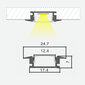 Läbipaistva klaasiga süvistatav anodeeritud alumiiniumprofiil LED-ribale kipsplaadile, plaatidele, mööblile jne, 1m x 24,7mm x 7mm, 2 tk. цена и информация | LED ribad | kaup24.ee