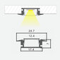 Süvistatud anodeeritud alumiiniumprofiil läbipaistva klaasiga LED-riba jaoks kipsplaatide, plaatide, mööbli jne jaoks, 3m x 24,7mm x 7mm hind ja info | LED ribad | kaup24.ee