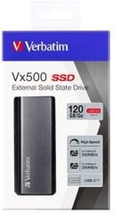 Внешний твердотельный накопитель Verbatim Vx500 120 ГБ, USB 3.1, Gen 2, серый / V47441 цена и информация | Verbatim Компьютерная техника | kaup24.ee