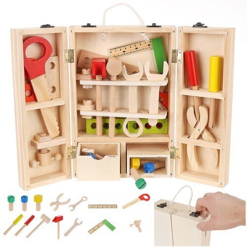 Puidust tööriistade komplekt lastele цена и информация | Poiste mänguasjad | kaup24.ee