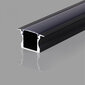 Süvistatav must sügavanodeeritud alumiiniumprofiil musta klaasiga LED-riba jaoks kipsplaatide, plaatide, mööbli jne jaoks, 2m x 24mm x 14,2 mm hind ja info | LED ribad | kaup24.ee