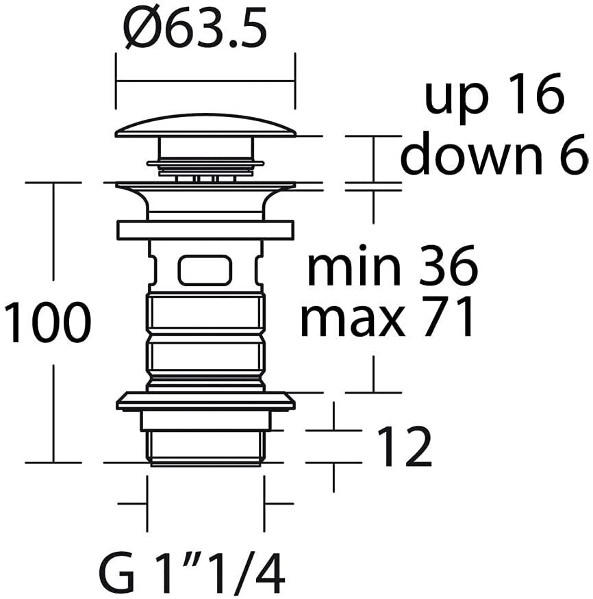 Ideal Standard Click - Clack valamu põhja reoveeklapp 1 1/4 " (32 mm), kroom E1482AA hind ja info | Sifoonid | kaup24.ee