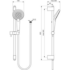 Ideaalne standard Idealrain EvoJet Round 3 F dušiotsik 125 mm (8 l/min) ja 600mm dušialus metallklambritega, 1750mm dušivoolik, kroomitud B1761AA цена и информация | Смесители | kaup24.ee