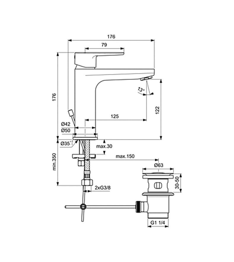 Segistid Ideal Standard komplekt 3in1, kroomitud BC985AA hind ja info | Vannitoa segistid | kaup24.ee