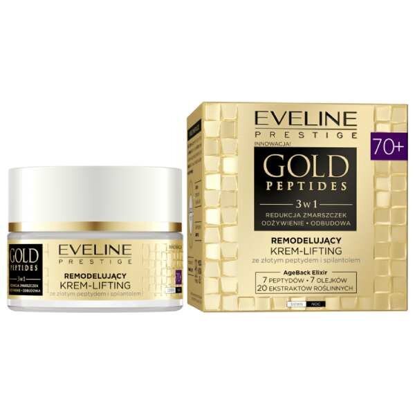Näokreem Eveline Cosmetics Gold Peptides pinguldav 70+ 50 ml hind ja info | Näokreemid | kaup24.ee