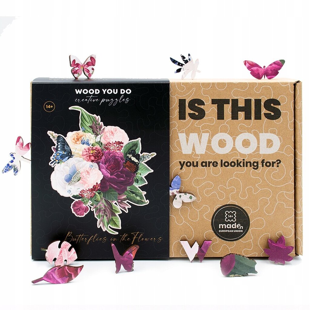 Puidust pusle Liblikad lilledes Wood You Do, 320tk цена и информация | Pusled | kaup24.ee