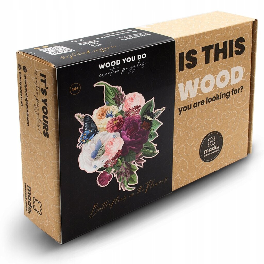 Puidust pusle Liblikad lilledes Wood You Do, 320tk hind ja info | Pusled | kaup24.ee
