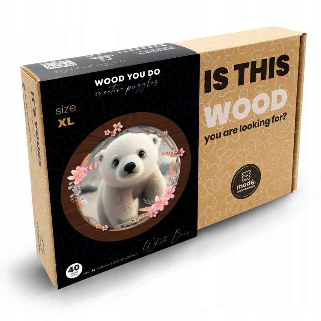 Puidust pusle Bear Wood You Do, 40tk hind ja info | Pusled | kaup24.ee