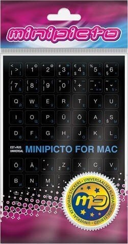 Minipicto klaviatuurikleebis EST/RUS KB-MAC-EE-RU-BLK, must/valge/sinine hind ja info | Sülearvuti tarvikud | kaup24.ee