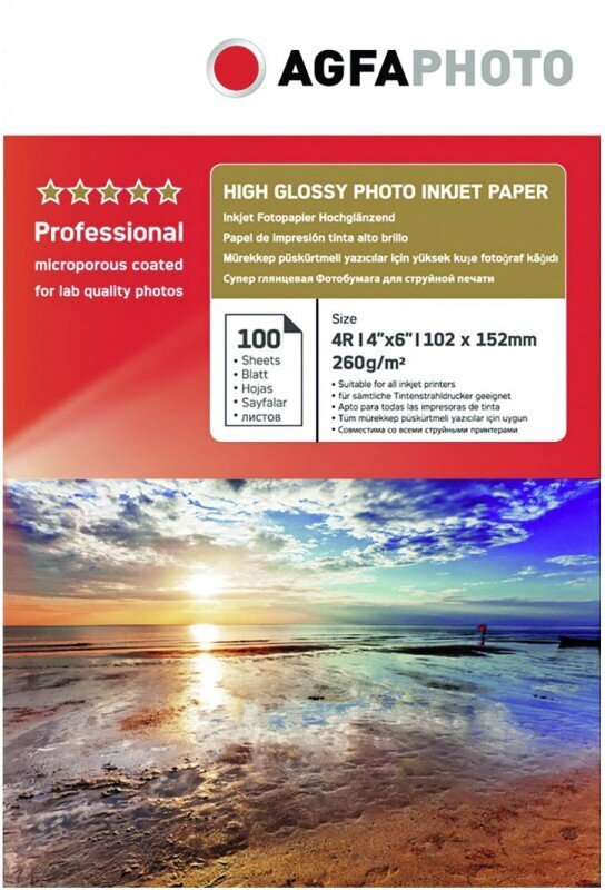 Agfaphoto fotopaber Professional Glossy 10x15cm 260g 100 lehte hind ja info | Lisatarvikud fotoaparaatidele | kaup24.ee