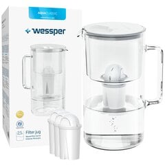 Кувшин Wessper AquaClassic D2 белый + 4 фильтра Wessper AquaClassic в комплекте цена и информация | Фильтры для воды | kaup24.ee