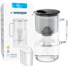 Кувшин Wessper AquaClassic D2 черный + 4 фильтра Wessper AquaClassic в комплекте цена и информация | Фильтры для воды | kaup24.ee