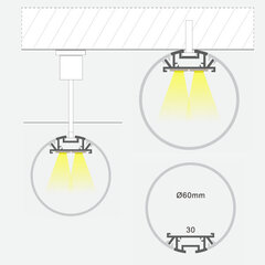 Ümmargune anodeeritud alumiiniumprofiil mattklaasiga 1-3 rida LED-riba ümara klaasiga, 3m x ø60mm x 30mm цена и информация | Светодиодные ленты | kaup24.ee