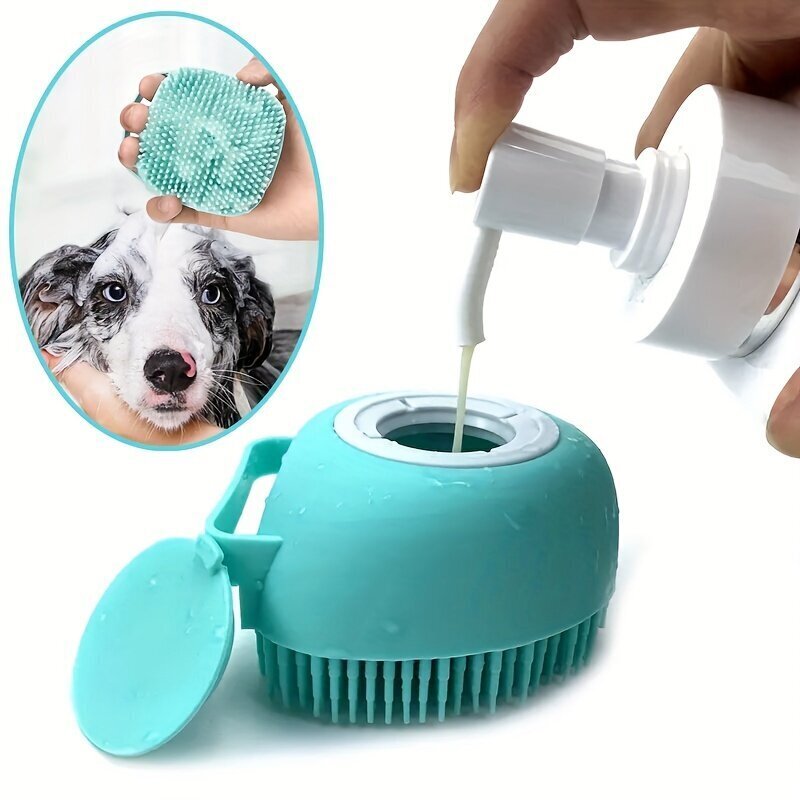 Hari ja masseerija koerte/kasside pesemiseks, šampoonihoidjaga hind ja info | Hooldusvahendid loomadele | kaup24.ee