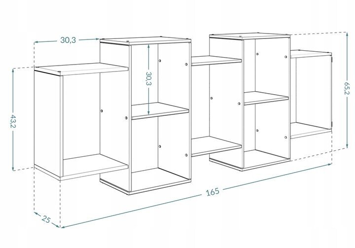 Riputatav riiul 65,2 x 25 cm hind ja info | Riiulid | kaup24.ee