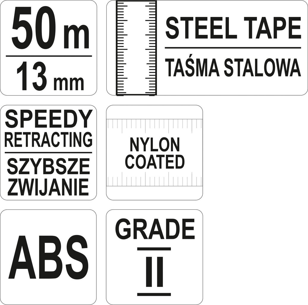 Mõõdulint klaaskiust, II klass 30m x 13mm Yato 71582 цена и информация | Käsitööriistad | kaup24.ee