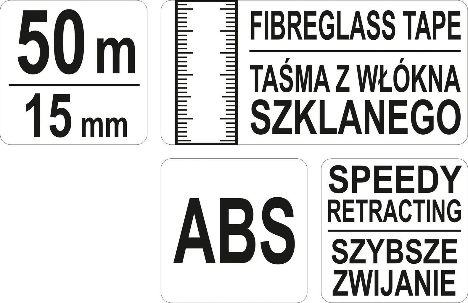 Mõõdulint klaaskiust, geodeetiline III klass 50mx15mm Yato YT-71541 hind ja info | Käsitööriistad | kaup24.ee