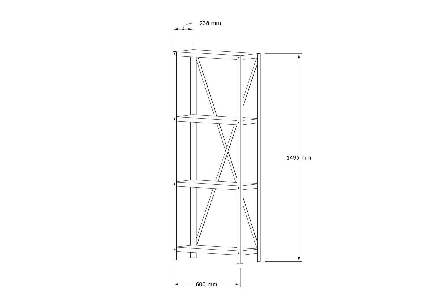 Riiul Asir, 60x149,5x29 cm, beež/must hind ja info | Riiulid | kaup24.ee