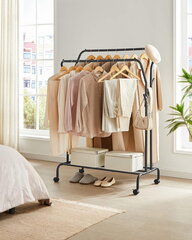 Вешалка для одежды на колесиках, черная цена и информация | Вешалки для одежды | kaup24.ee