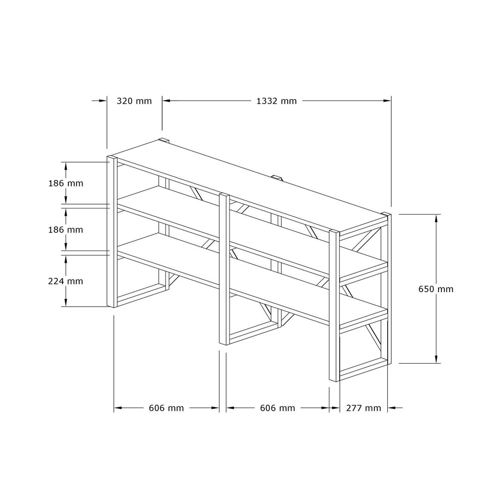 Riiul Asir, 133,2x65x32,1 cm, beež/must hind ja info | Riiulid | kaup24.ee