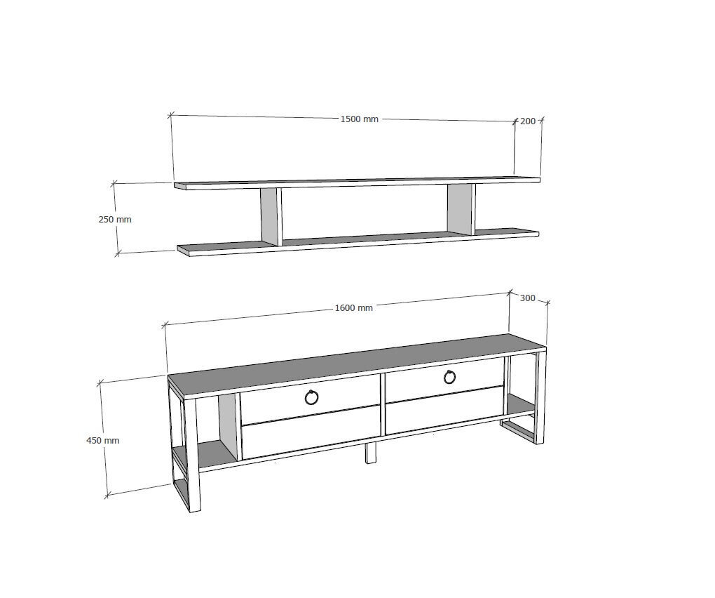 TV alus Asir, 160x45x30 cm, beež/must hind ja info | TV alused | kaup24.ee