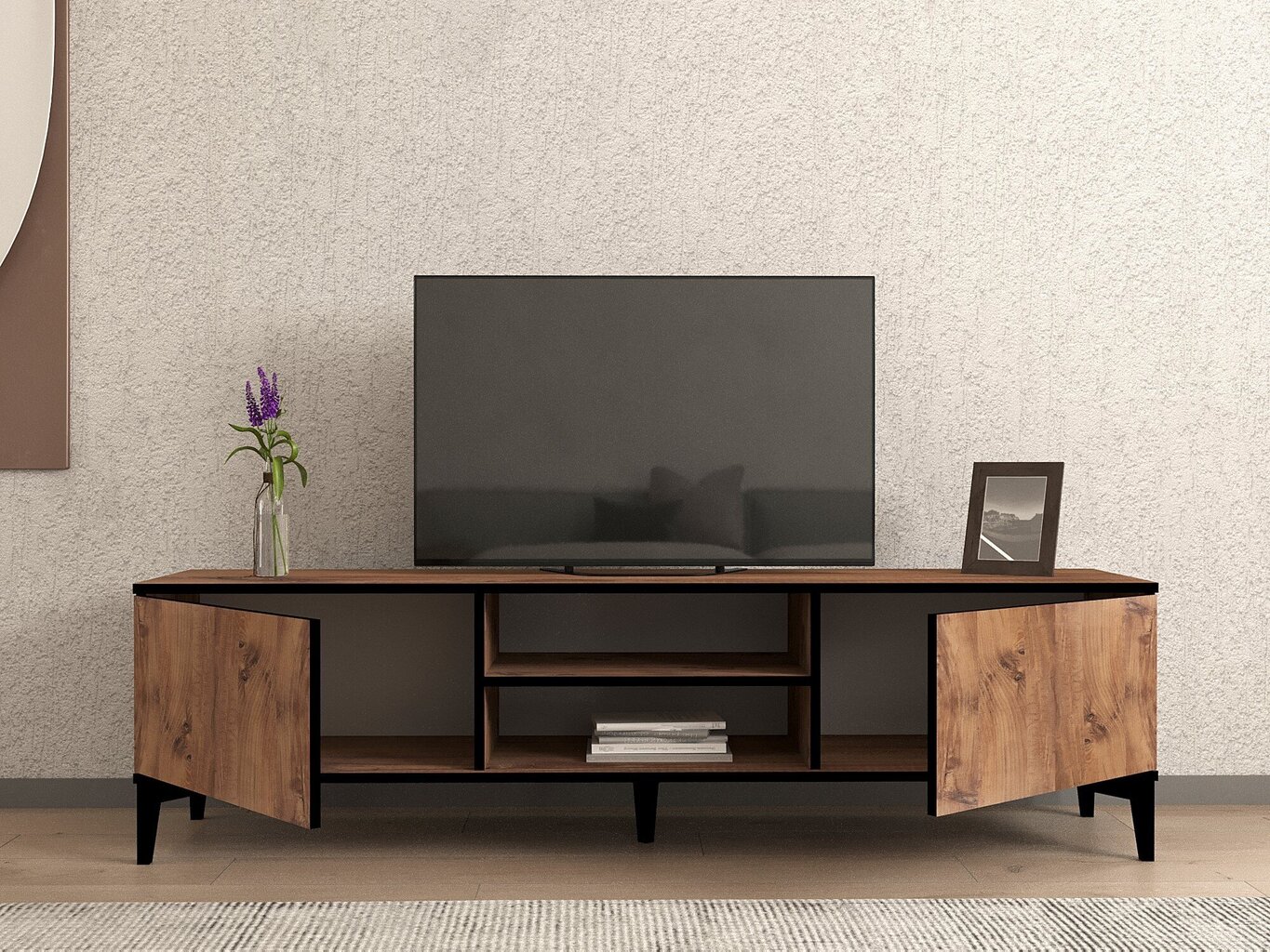 TV alus Asir, 180x40x45 cm, pruun/must hind ja info | TV alused | kaup24.ee