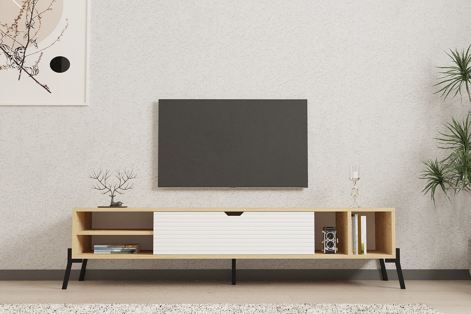 TV alus Asir, 160x36x40 cm, beež/valge цена и информация | TV alused | kaup24.ee