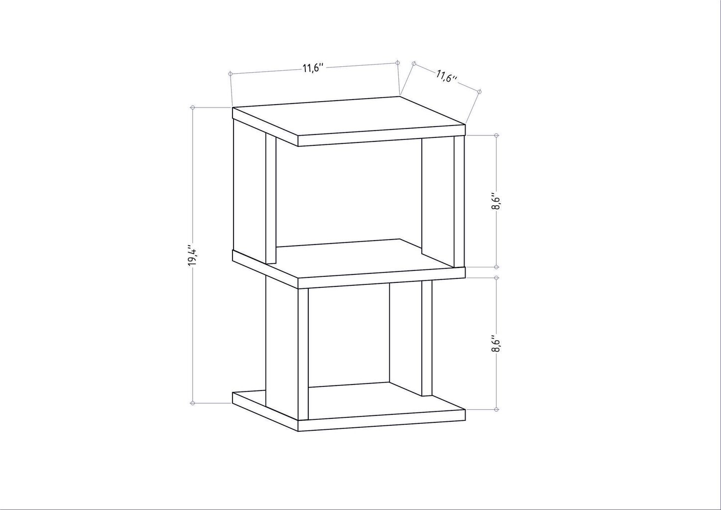 Öökapp Asir, 29,6x29,6x49,4 cm, helepruun/valge цена и информация | Öökapid | kaup24.ee