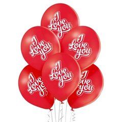Õhupallid kirjaga I love you, punane, 6 tk hind ja info | Õhupallid | kaup24.ee