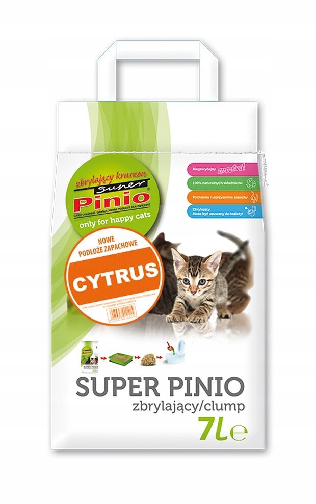 Paakuv kassiliiv kassidele Super Pinio Clumping Litter Lemon 7 L hind ja info | Kassiliiv | kaup24.ee