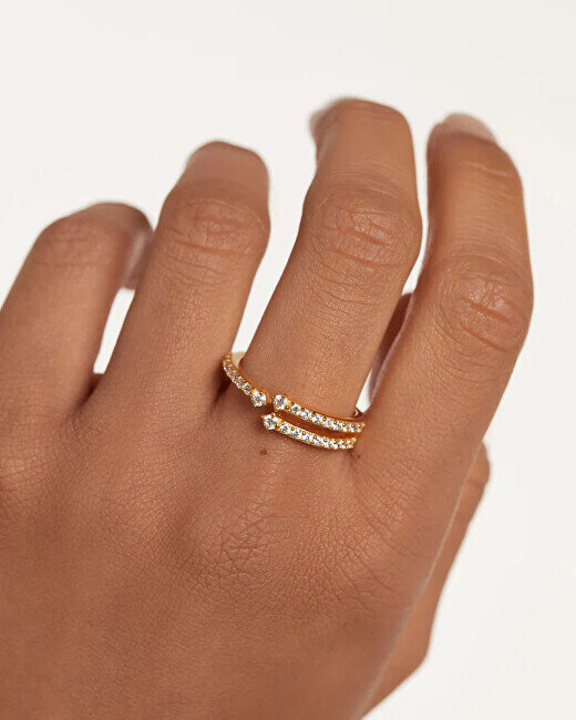 PDPaola Unikaalne kullatud sõrmus läbipaistvate tsirkoonidega Sisi Gold AN01-865 цена и информация | Sõrmused | kaup24.ee