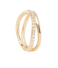 PDPAOLA Charming gold-plated ring with zircons Twister Essentials AN01-844 цена и информация | Кольцо | kaup24.ee