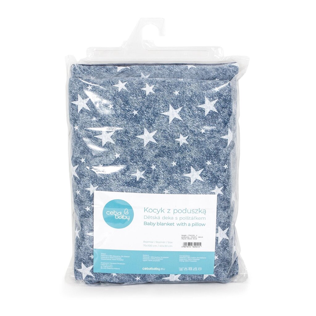 CebaBaby teki- ja padjakomplekt Blue Stars, 75x100, 2-osaline hind ja info | Beebide ja laste voodipesu | kaup24.ee